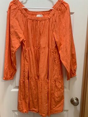 Universal Thread Orange Tiered Long-Sleeve Kids Dress